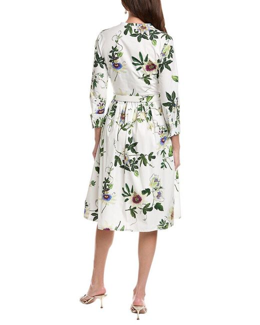 Oscar de la Renta White Belted Shirtdress