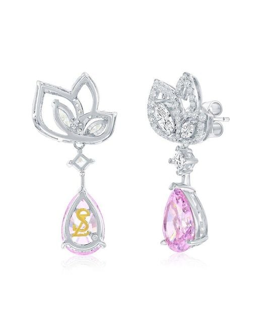 Suzy Levian CZ Jewelry Pink Suzy Levian Gala Collection Cz Drop Dangle Earrings