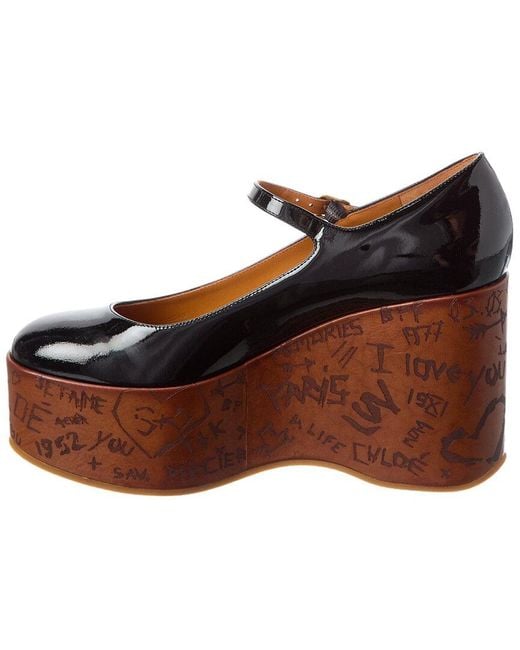 Chloé Brown Maxime Leather Wedge Pump