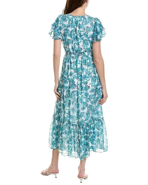 Cece Blue Double Ruffle Maxi Dress
