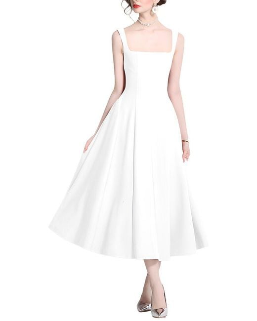 DZA White Sleeveless Midi Dress