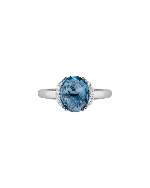 Diamond Select Cuts Blue 14K Diamond .06 Ct. & 3.43 Ct. London Topaz Ring