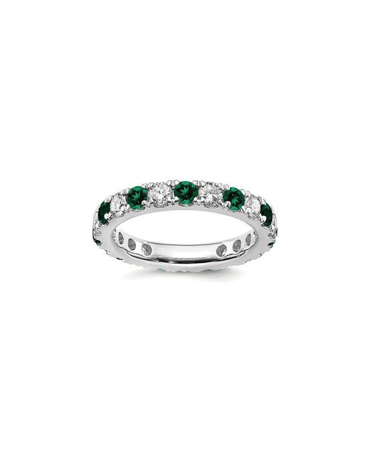 Lab Grown Gemstones White 14K 2.50 Ct. Tw. Lab-Grown Diamond & Lab-Grown Emerald Eternity Ring