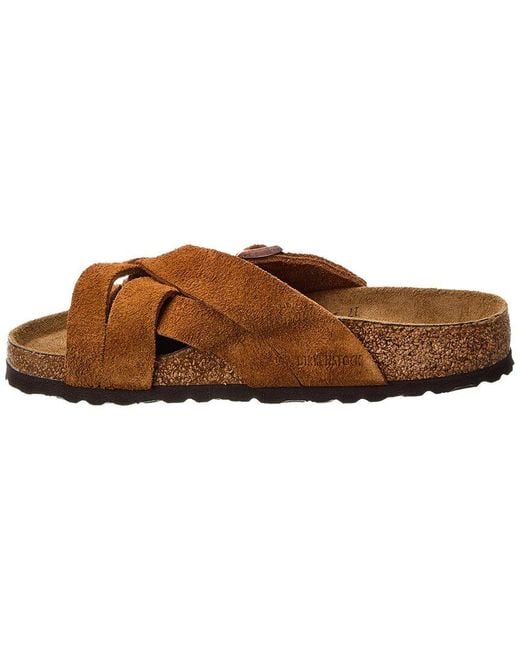 Birkenstock Brown Lugano Narrow Soft Footbed Suede Sandal