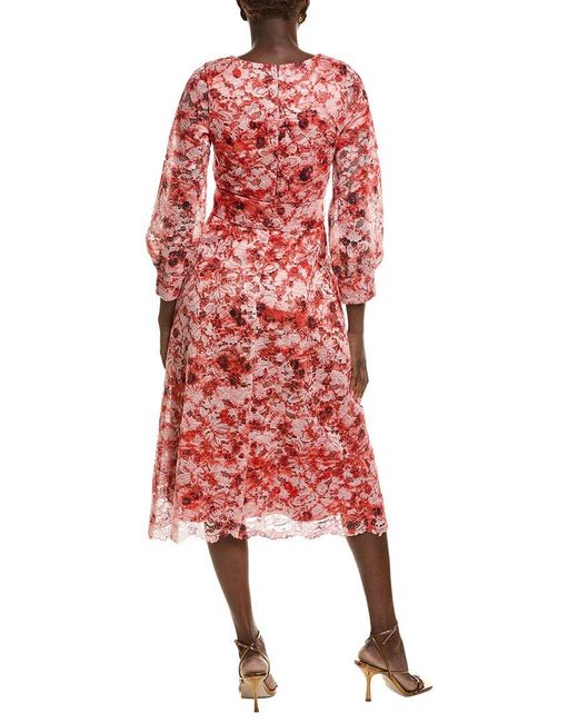 Rene Ruiz Red Abstract Lace Midi Dress