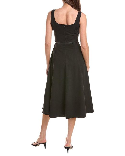 Gracia Black Belted Square Neck A-Line Dress