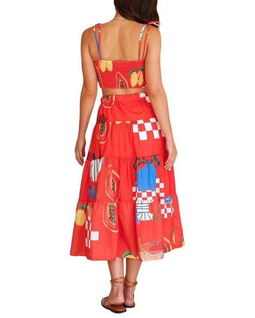 AMINA GLAM Red 2Pc Top & Skirt Set