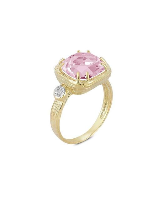 Reiss Pink 14k 3.43 Ct. Tw. Diamond & Rose Quartz Ring