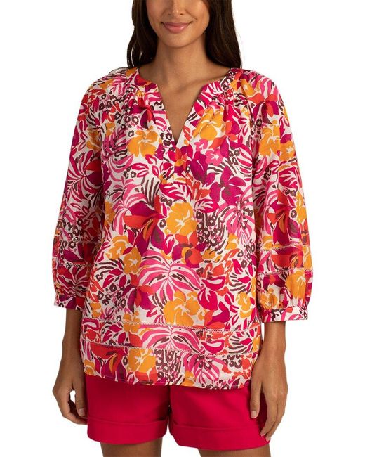 Trina Turk Red Light Hearted Top
