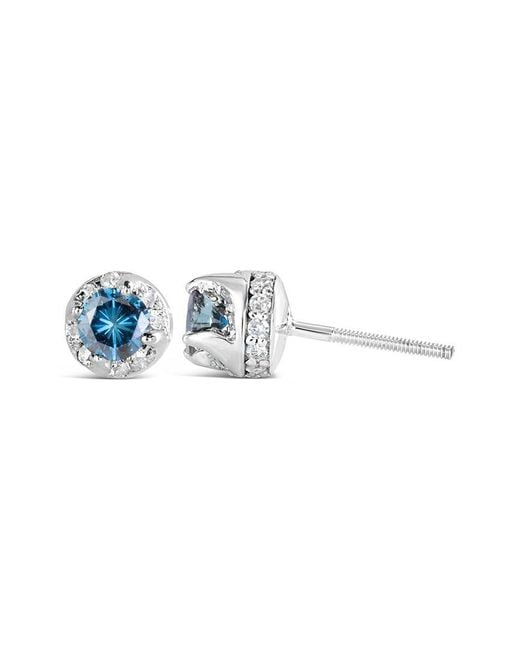 Haus of Brilliance Blue 14K 1.00 Ct. Tw. Diamond Stud Earrings