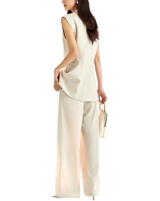 OUNIXUE White 2Pc Vest & Pant Set