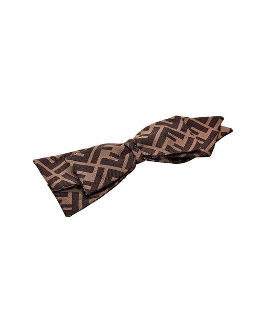 Fendi Brown Ff Silk Hair Clip