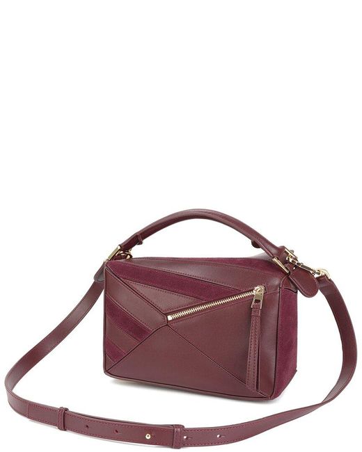 Tiffany & Fred Paris Purple Geometric Leather Satchel