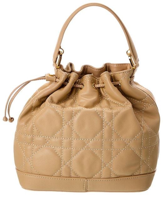 Tiffany & Fred Paris Natural Large Quilted Leather Drawstring Bag