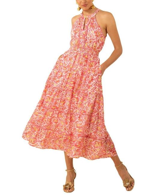 Hale Bob Pink Denver Silk-Blend Midi Dress