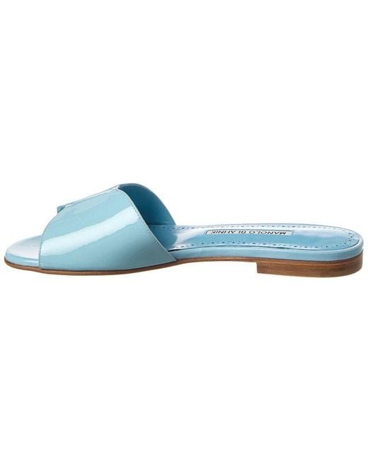 Manolo Blahnik Blue Houramu Patent Sandal