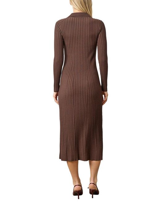 Lilla P Brown Slim Fit Long Sleeve Rib Henley Dress