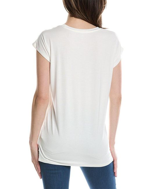 Three Dots White Semi Relaxed Cap Sleeve T-shirt