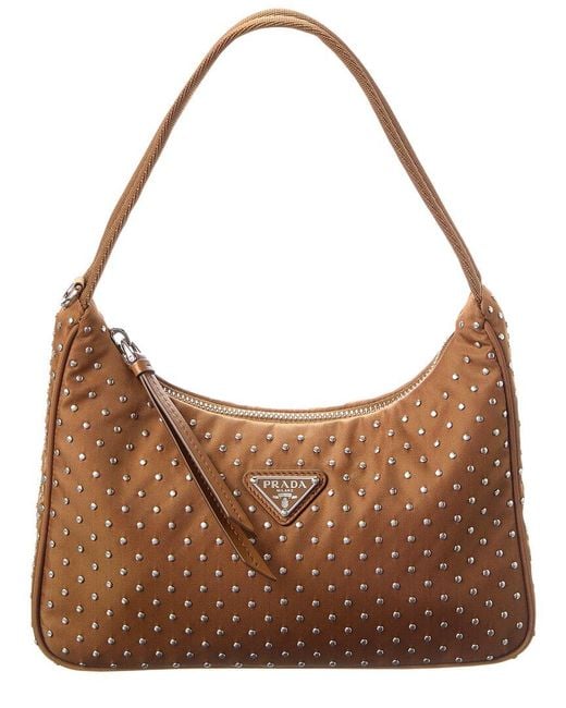 Prada Brown Re-Edition Satin Mini Hobo Bag
