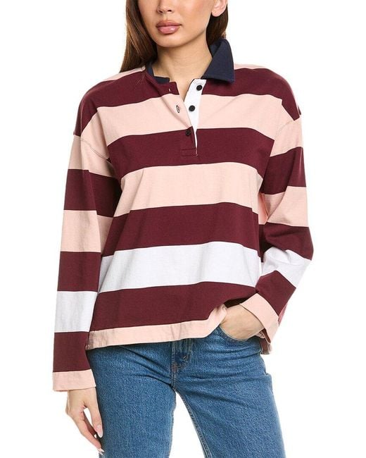 Madewell Red Hannah Rugby Polo Shirt