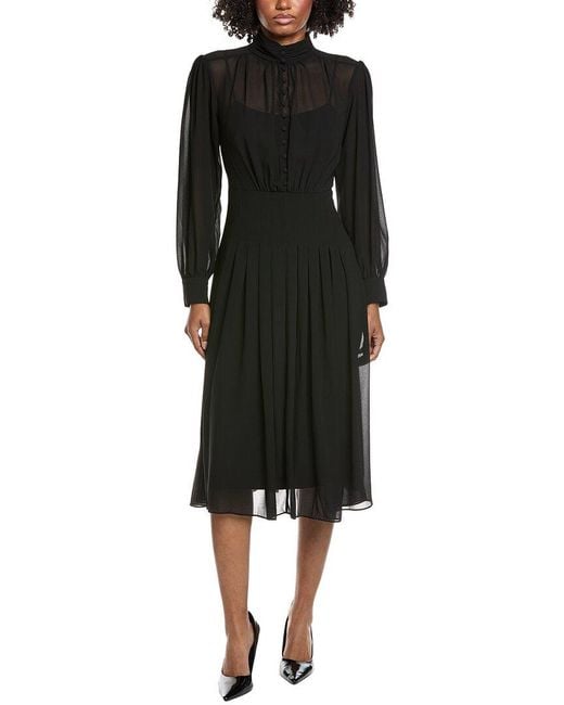Mikael Aghal Black Solid Midi Dress