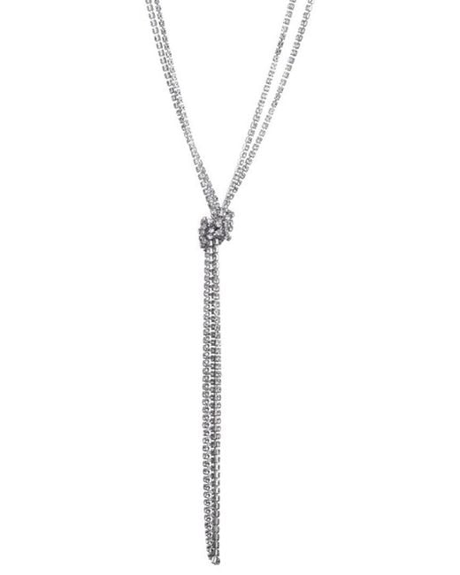 Adornia White Crystal 32In Tennis Knotted Lariat Necklace