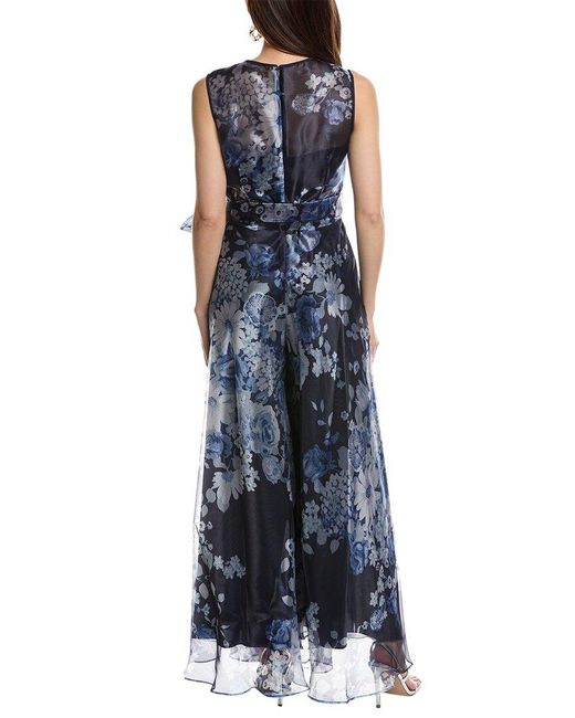 Eliza J Blue Organza Wide Leg Jumpsuit