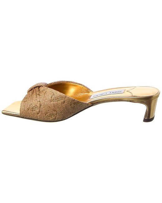 Jimmy Choo Metallic Annika 35 Raffia & Leather Sandal