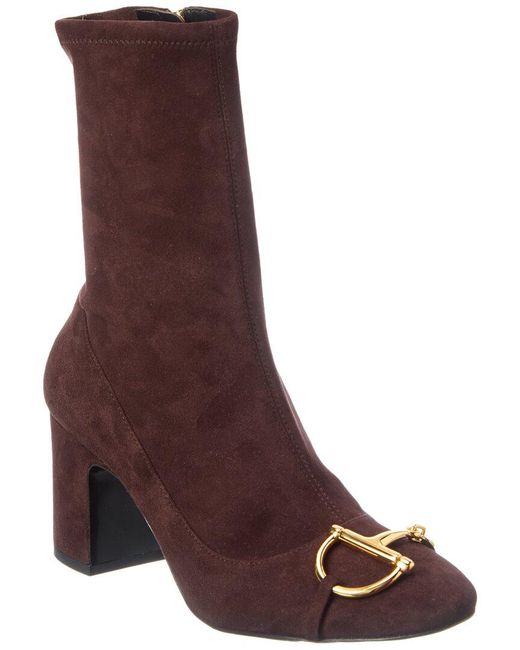 Gucci Brown Dnu Pack Half Horsebit Suede Boot