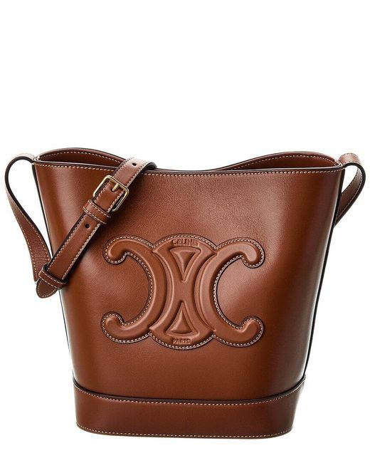 Céline Brown Small Leather Bucket Bag