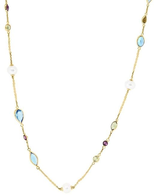 Effy Fine Jewelry Metallic 14K 28.00 Ct. Tw. Gemstone & 6Mm Pearl Necklace