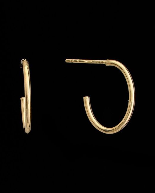 Italian Gold Black 14K Half Hoops