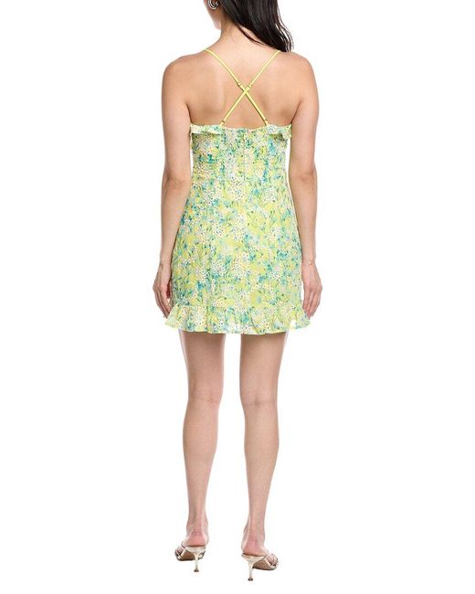 LOST AND WANDER Green Sunbloom Mini Dress