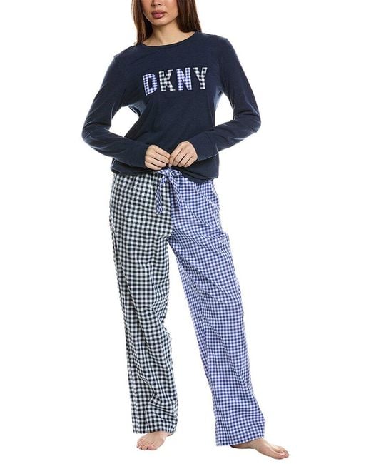 DKNY Blue 2Pc Top & Pant Sleep Set