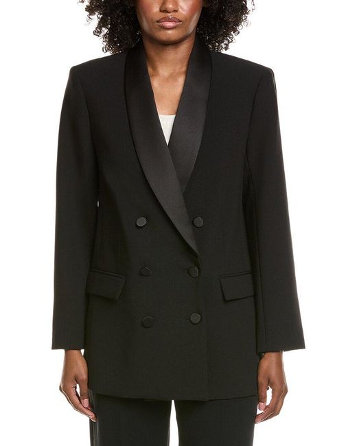 L'Agence Black Jayda Relaxed Double-Breasted Blazer