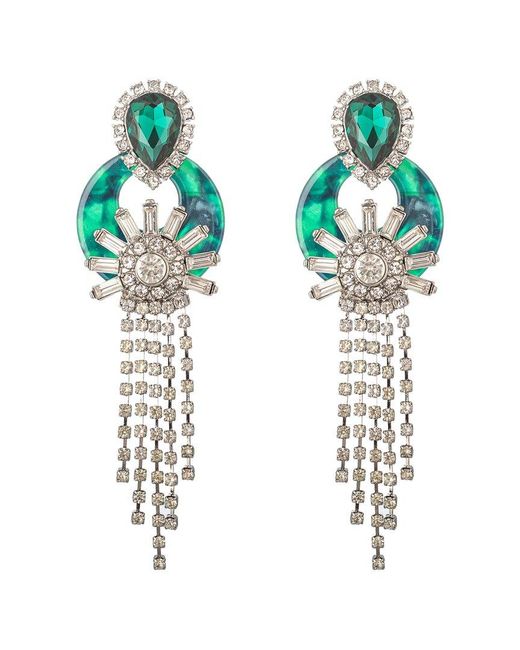 Eye Candy LA Blue Cz Plata Verde Statement Earrings