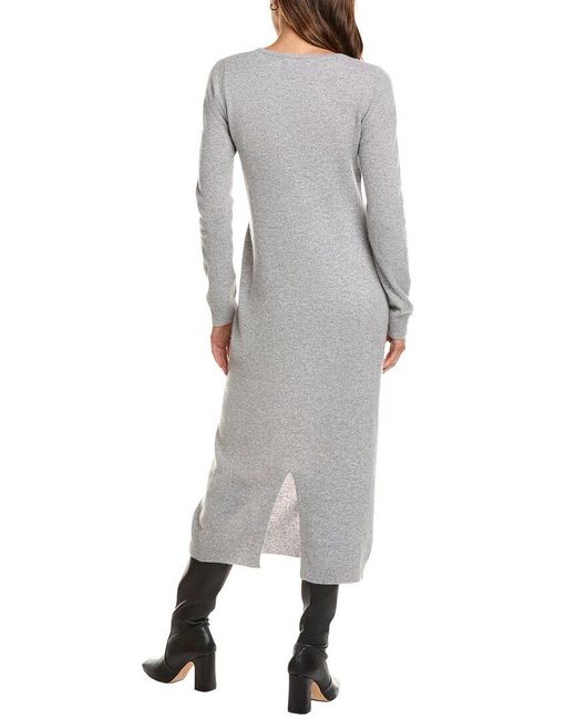 Philosophy Gray Bateau Neck Cashmere Midi Dress