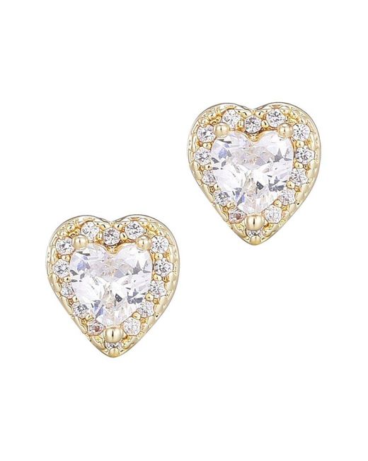 Adornia White 14K Plated Cz Heart Halo Stud Earrings