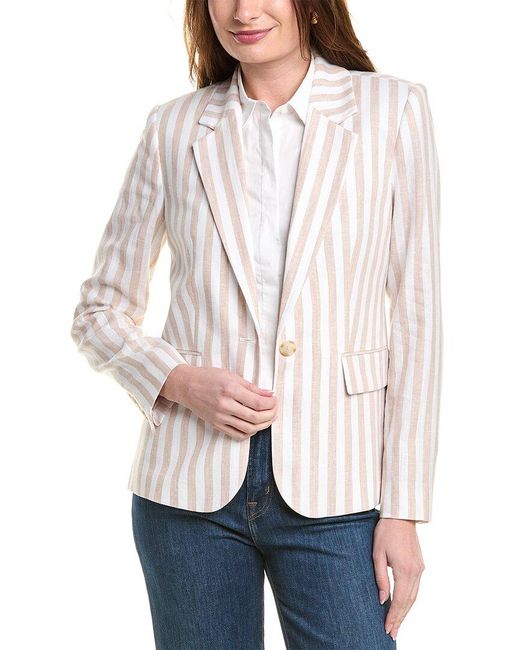 Tahari Natural The Helena Striped Linen-Blend Blazer