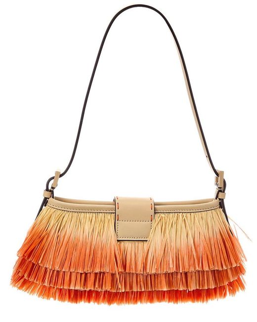 Fendi Red Baby Raffia Shoulder Bag