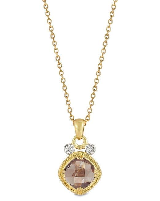 Reiss Metallic 14K 2.07 Ct. Tw. Diamond & Smokey Topaz Necklace