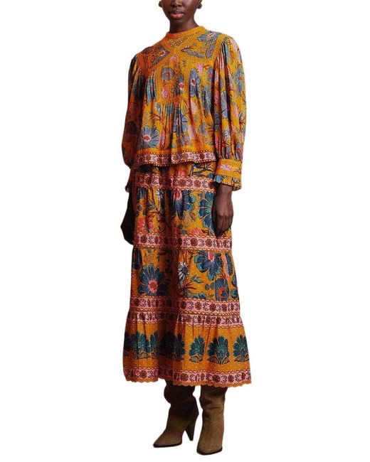 Farm Rio Brown Mica Collar Blouse