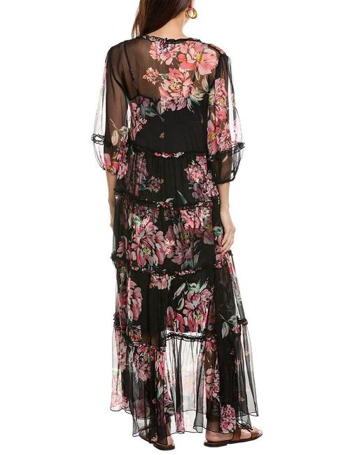 Johnny Was Black Lizzy Ruffle Maxi Dress