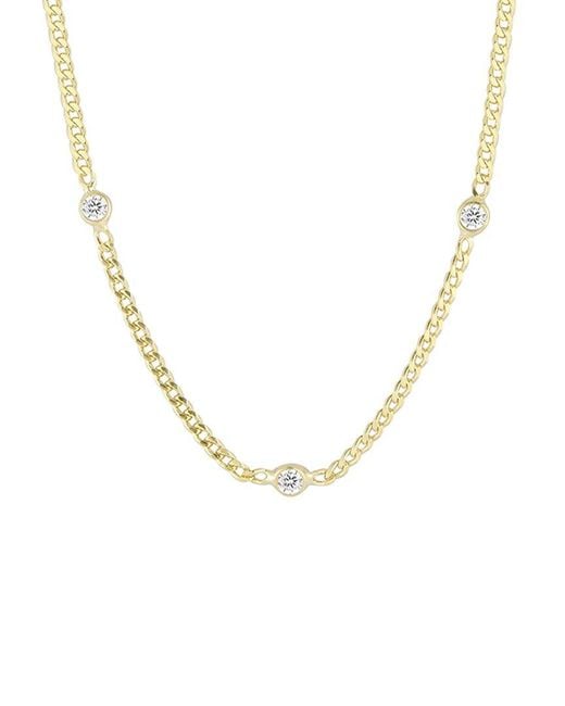 Glaze Jewelry Metallic 14k Over Silver Cz Curb Chain Necklace