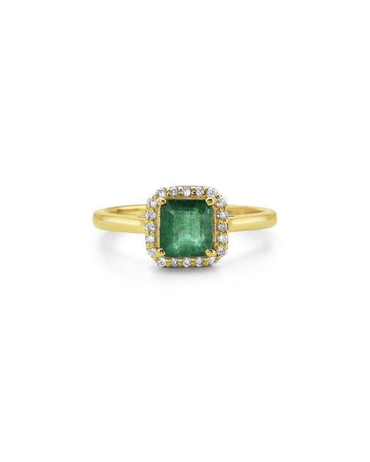 Forever Creations USA Inc. Green Forever Creations 14K 1.30 Ct. Tw. Diamond & Emerald Halo Ring