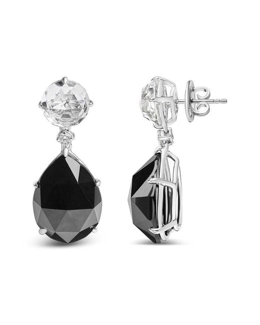 Haus of Brilliance Black Colorful Gemstones 18K 38.20 Ct. Tw. Diamond & Onyx Dangle Earrings