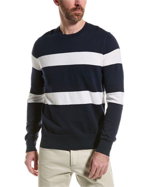 Brooks Brothers Blue Terry Stripe Crewneck Sweater for men