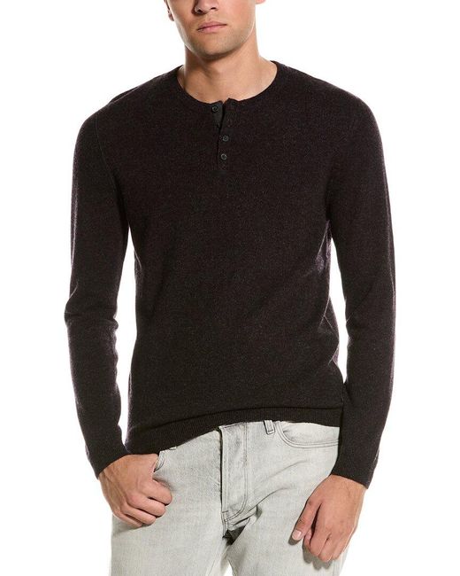 Autumn Cashmere Coverstitch Cashmere Henley Sweater in Black for Men Lyst UK