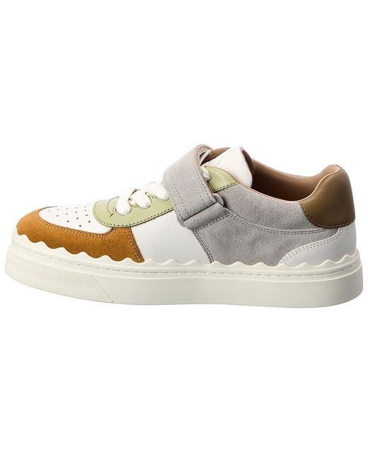 Chloé White Lauren Leather & Suede Sneaker