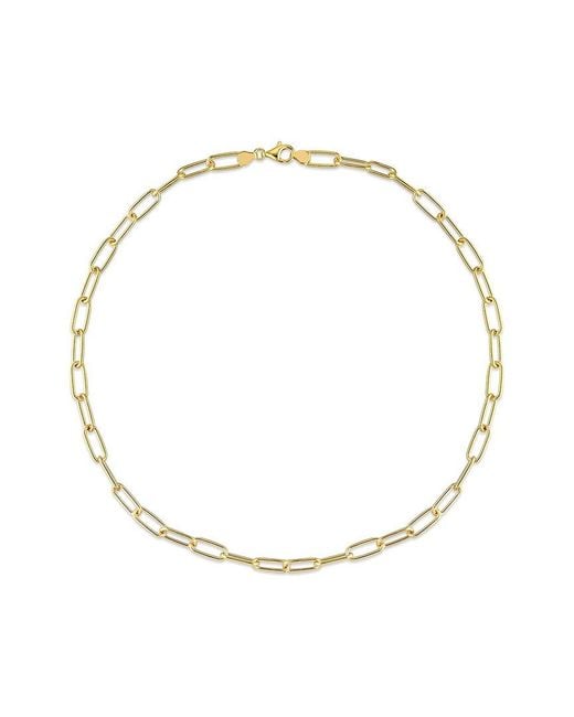 Italian Silver Metallic 18k Over Paperclip Chain Necklace